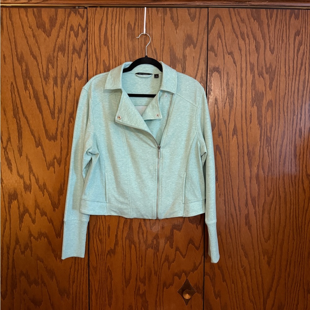 H by Halston Mint Green Moto Zip Jacket Size 16